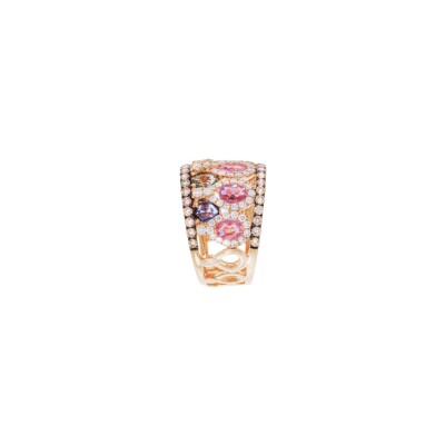 Bague Raynal Rainbow en or rose, diamants et saphirs