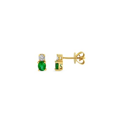 Boucles d'oreilles Vaneste en or jaune, émeraude et diamants