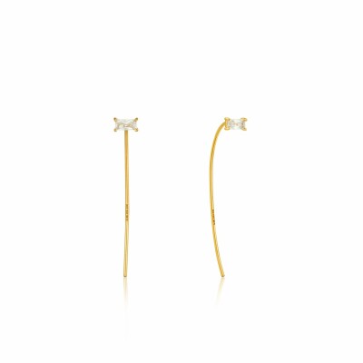 Boucles d'oreilles longues Ania Haie Glow Getter en argent plaqué or jaune et oxyde de zirconium