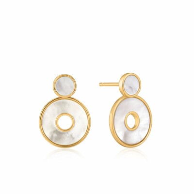 Boucles d'oreilles Ania Haie Hidden Gem en argent plaqué or jaune, nacre