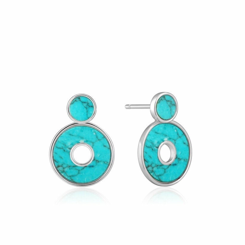 Boucles d'oreilles Ania Haie Hidden Gem en argent rhodié, turquoise reconstituée