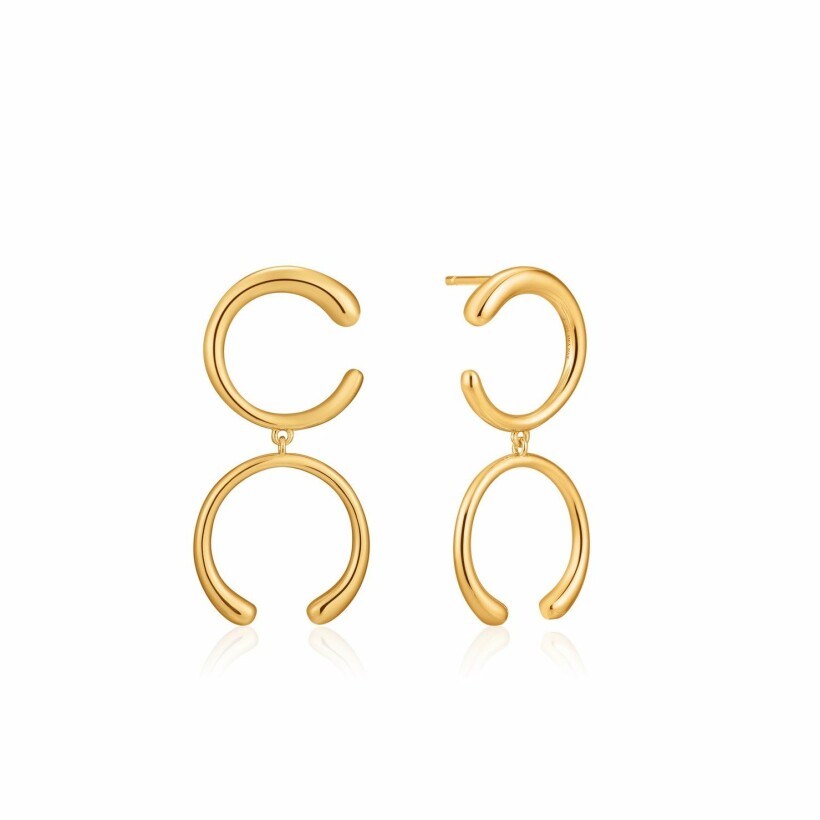 Boucles d'oreilles Ania Haie Luxe Minimalism en argent plaqué or jaune, doubles courbes