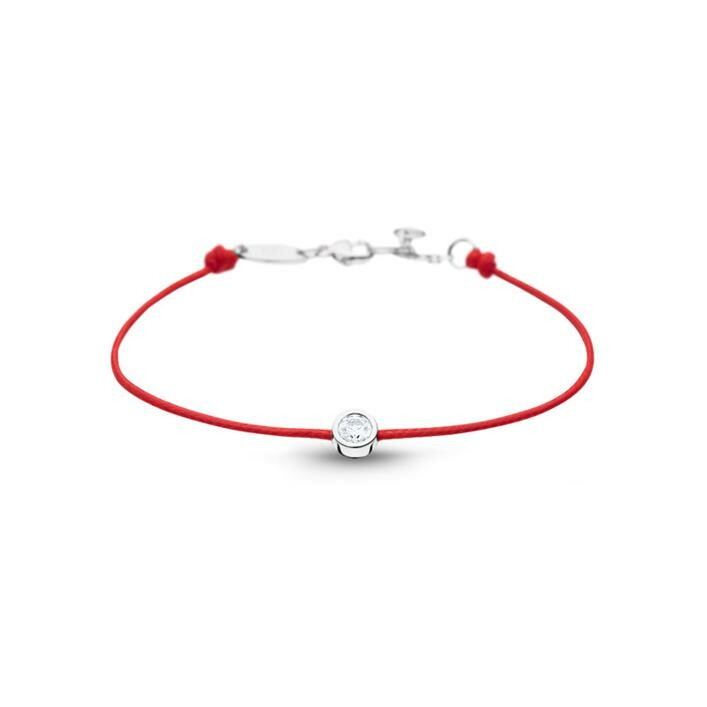 Bracelet sur cordon rouge Elsa Lee Clear Spirit en argent et oxyde de zirconium