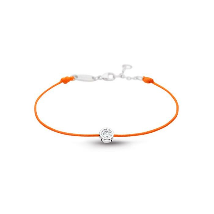 Bracelet sur cordon orange Elsa Lee Clear Spirit en argent et oxyde de zirconium