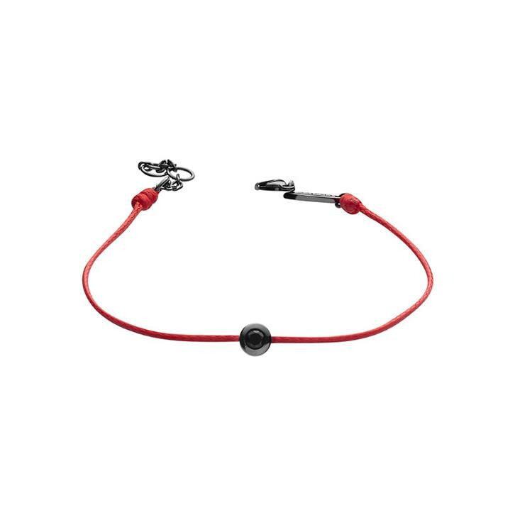 Bracelet sur cordon rouge Elsa Lee Clear Spirit en argent rhodié, ruthénium et oxyde de zirconium