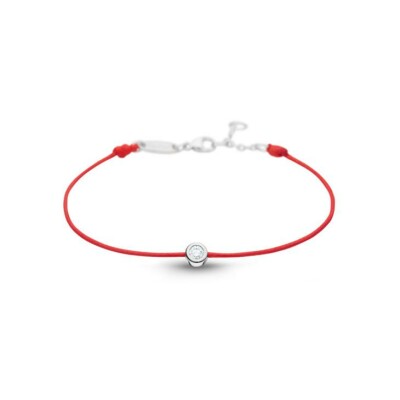 Bracelet sur cordon rouge Elsa Lee Clear Spirit en argent et oxyde de zirconium