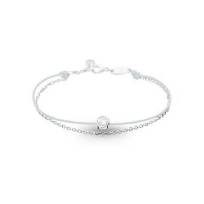 Bracelet sur cordon blanc et chaîne Elsa Lee Clear Spirit en argent et oxyde de zirconium