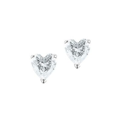 Boucles d'oreilles puces Elsa Lee Solitaire en argent rhodié et oxydes de zirconium