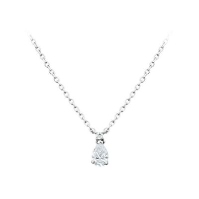 Collier Elsa Lee Solitaire en argent rhodié et oxyde de zirconium, taille poire