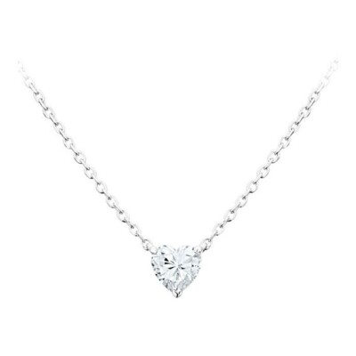 Collier Elsa Lee Cœur Solitaire en argent rhodié et oxyde de zirconium