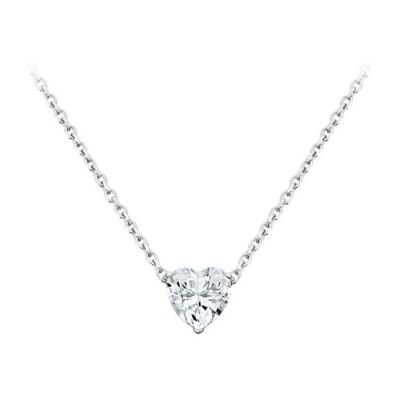 Collier Elsa Lee Cœur Solitaire en argent rhodié et oxyde de zirconium