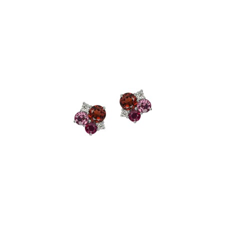 Boucles d'oreilles Isabelle Langlois Pointillisme en or blanc, amethyste deux tons, tourmaline rose et saphir rose