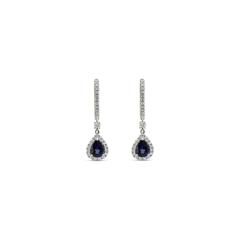 Boucles d'oreilles Vaneste en or blanc, saphir et diamants