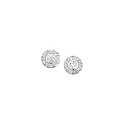 Boucles d'oreilles puces Elsa Lee Versailles en argent rhodié et oxydes de zirconium, taille brillant