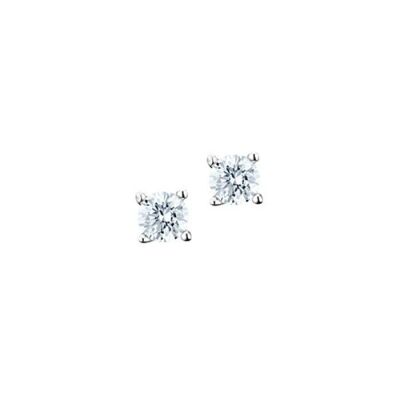 Boucles d'oreilles puces Elsa Lee Solitaire en argent rhodié et oxydes de zirconium, taille brillant