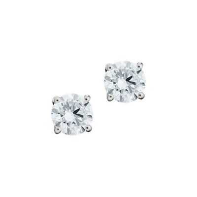 Boucles d'oreilles puces Elsa Lee Solitaire en argent rhodié et oxydes de zirconium, taille brillant