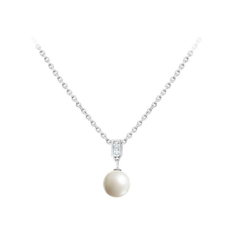 Collier Elsa Lee Pureté  en argent, oxydes de zirconium et perle blanche