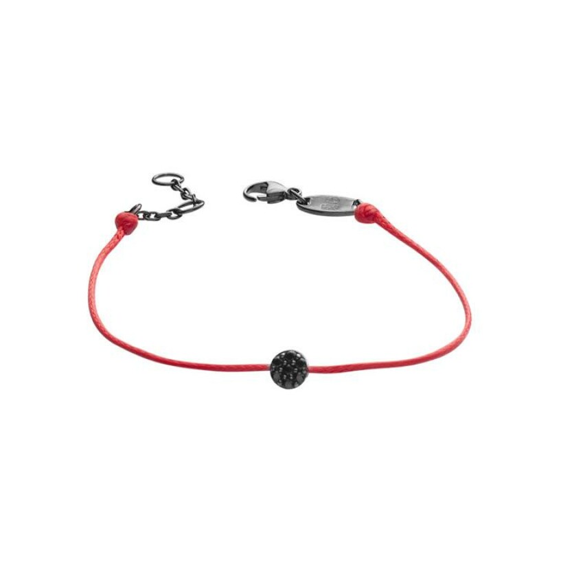 Bracelet sur cordon rouge Elsa Lee Clear Spirit en argent rhodié, ruthénium et oxydes de zirconium