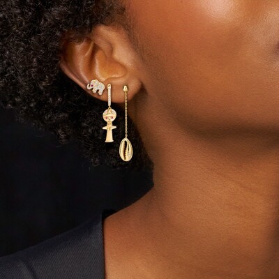 Boucles d'oreilles Baby Cauris en or jaune et diamants