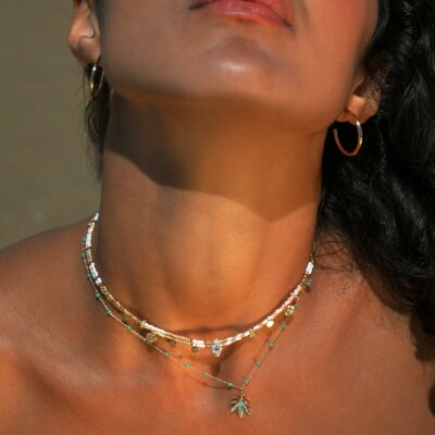 Collier Hipanema Let's Go To The Beach Tanzania Diamant en cuivre doré à l'or fin
