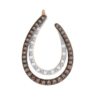 Boucles d'oreilles or rose, diamants et diamants bruns