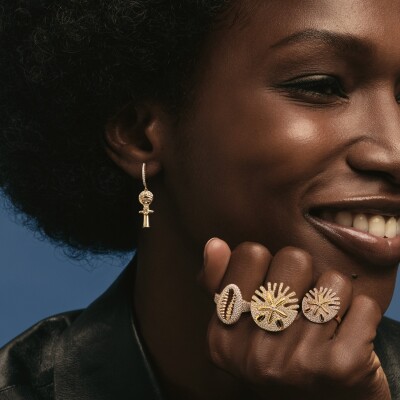 Boucles d'oreilles Baby ASHANTI en or jaune, diamants et rubis