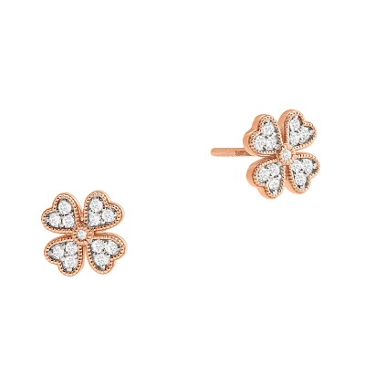 Boucles d'oreilles or rose et diamants