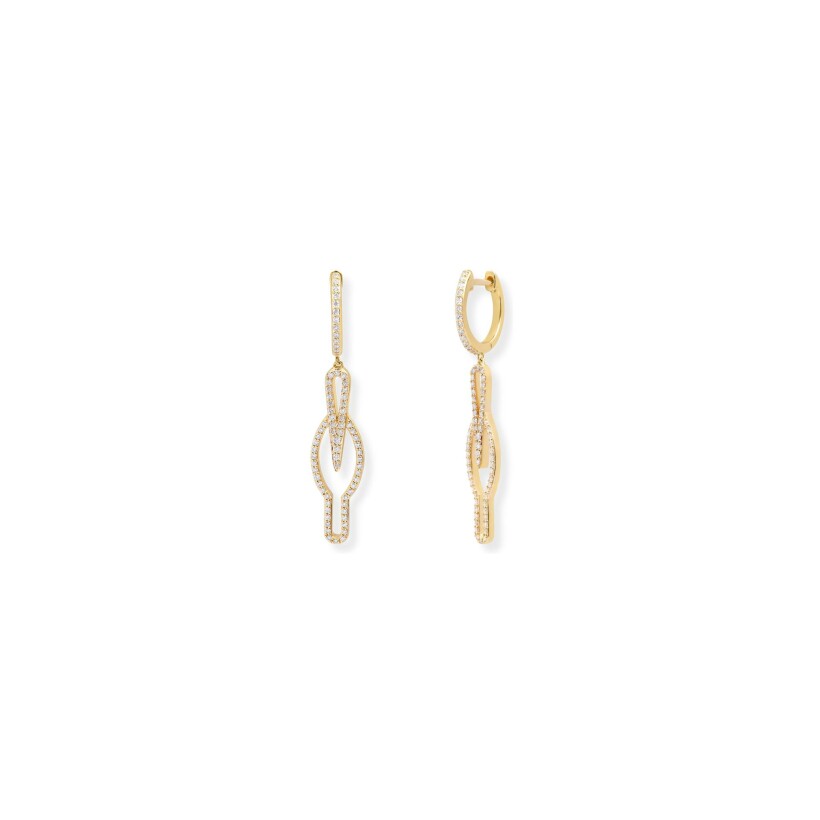 Boucles d'oreilles Calao en or jaune 18 carats et diamants