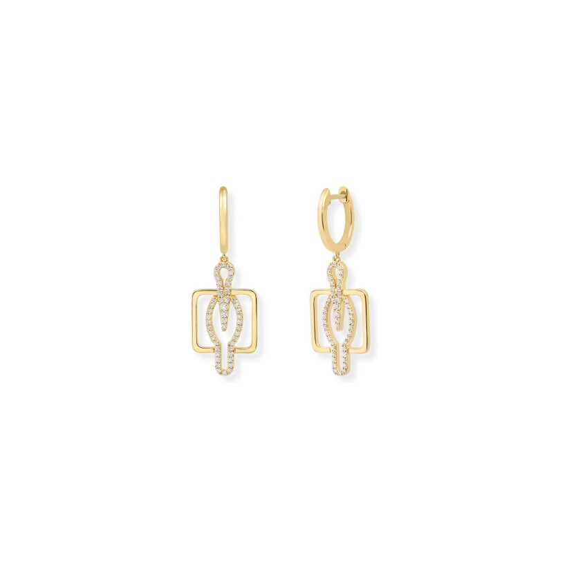 Boucles d'oreilles Calao en or jaune 18 carats et diamants