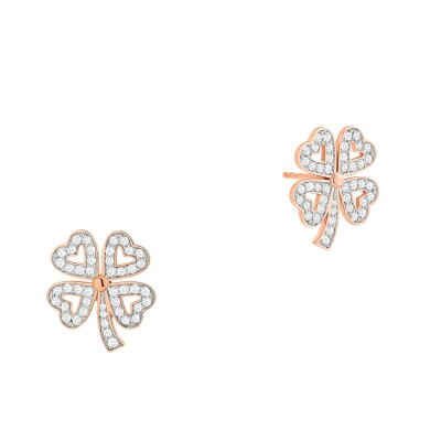 Boucles d'oreilles or rose et diamants