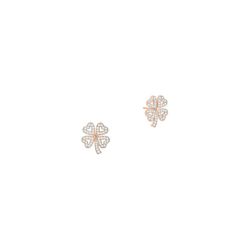 Boucles d'oreilles or rose et diamants