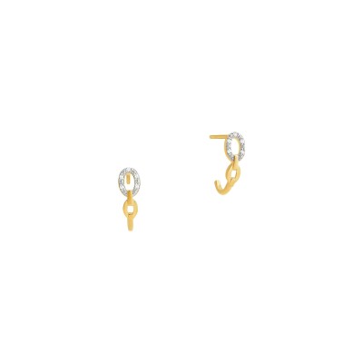 Boucles d'oreilles or jaune et diamants