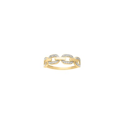 Bague en or jaune, rhodium et diamant