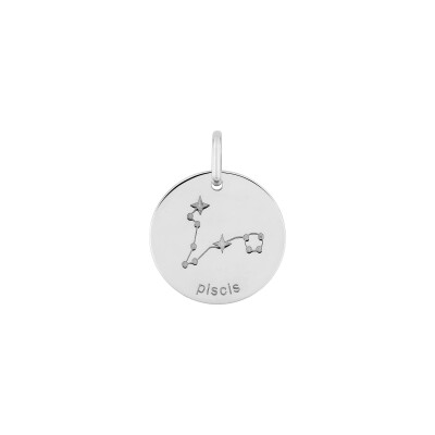 Pendentif zodiaque Poissons en argent rhodié