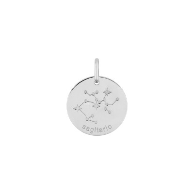 Pendentif zodiaque Sagittaire en argent rhodié