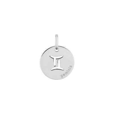 Pendentif zodiaque Gémaux en argent rhodié