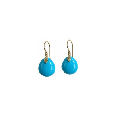 Boucles d'oreilles Isabelle Langlois Talisman en or rose, turquoise et diamant