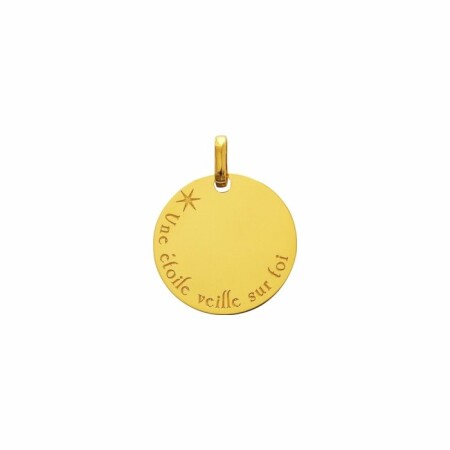 Pendentif une étoile veille sur toi en or jaune