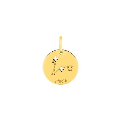 Pendentif zodiaque Poissons en or jaune