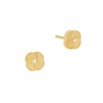 Boucles d'oreilles or jaune et diamants