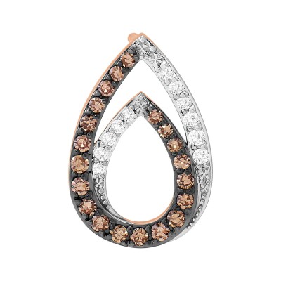 Boucles d'oreilles or rose, diamants et diamants bruns