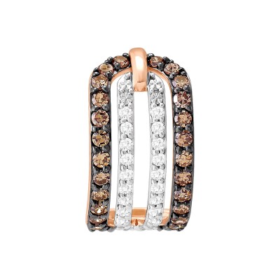 Boucles d'oreilles or rose, diamants et diamants bruns