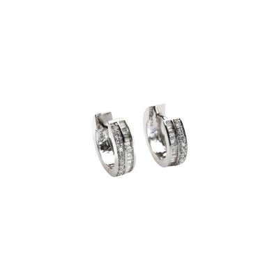 Boucles d'oreilles créoles en or blanc et diamants de 0.75ct