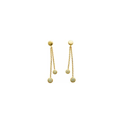 Boucles d'oreilles en or jaune et oxyde de zirconium