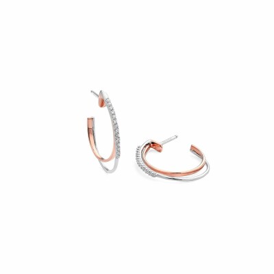 Boucles d'oreilles en or rose, or blanc et diamants