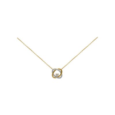 Collier en or jaune, rhodium et oxyde de zirconium, 42cm