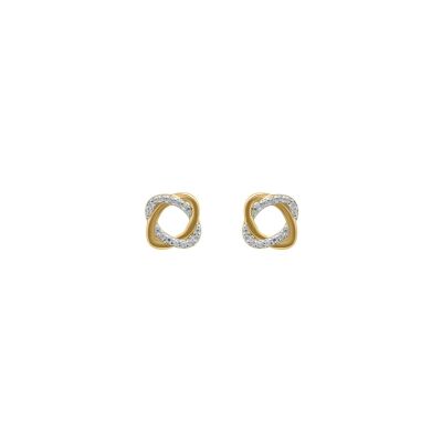 Boucles d'oreilles en or jaune, rhodium et oxyde de zirconium