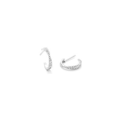 Boucles d'oreilles créoles en or blanc et diamants 0.15ct