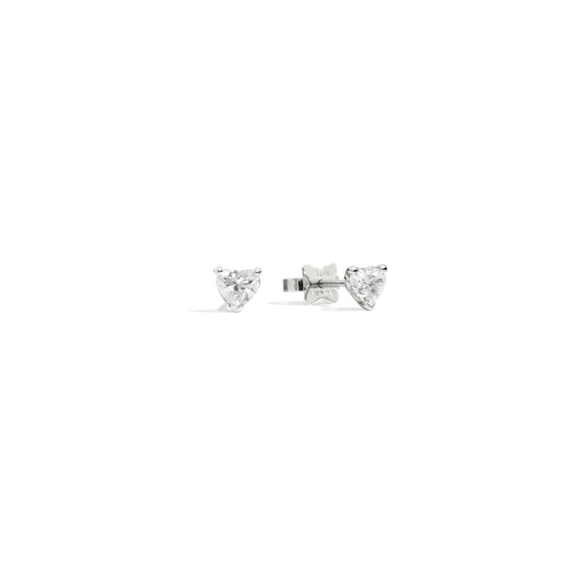 Recarlo Anniversary Love Gemstone earrings, white gold, heart-shaped brilliant cut diamonds