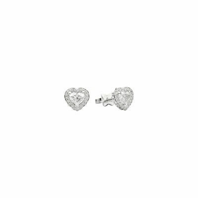 Boucles d'oreilles Recarlo Anniversary Love With Surround en or blanc et diamants